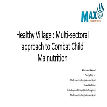 Healthy Village: An Approach for localizing SDGs and combat child malnutrition 