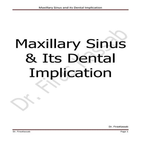 Maxillary sinus &amp; its dental implication
