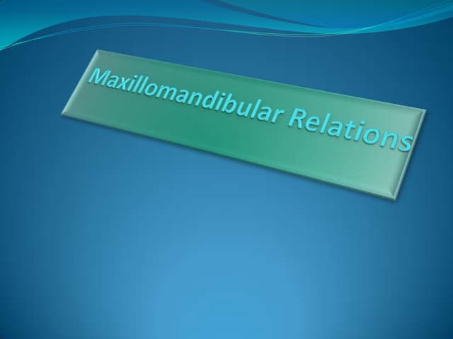 Maxillo-mandibular relation | PDF