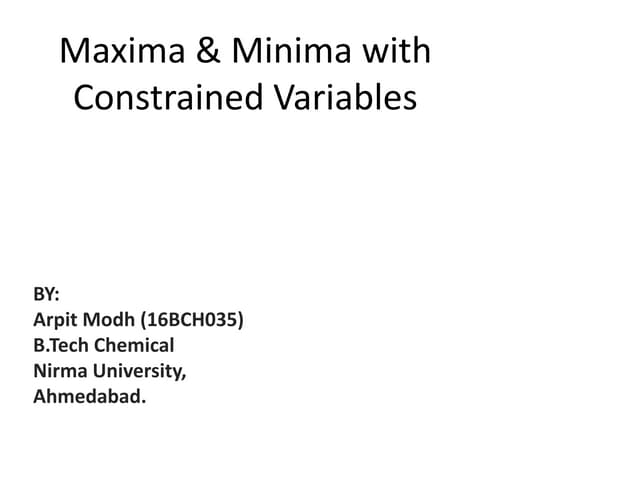 Maxima & Minima of Calculus
