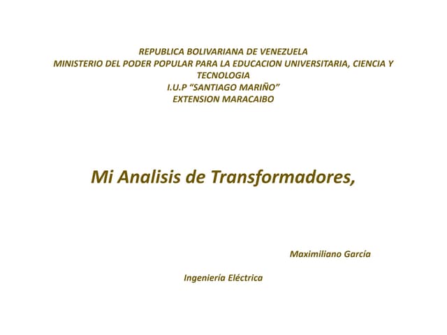 transformadores, refrijeracion conexiones y analisis