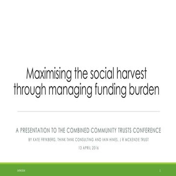 Maximising social harvest through managing funding burden pdf