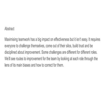 Maximising teamwork in delivering software products 