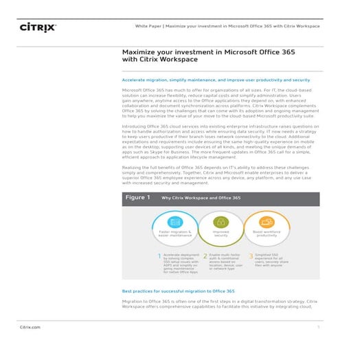Maximize your Investment in Microsoft Office 365 with Citrix Workspace 