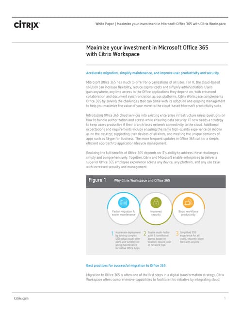 Maximize Your Investment In Microsoft Office 365 With Citrix Workspace Maximize Your Investment In Microsoft Office 365 With Citrix Workspace