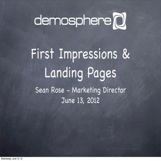 First Impressions & Landing Pages |...