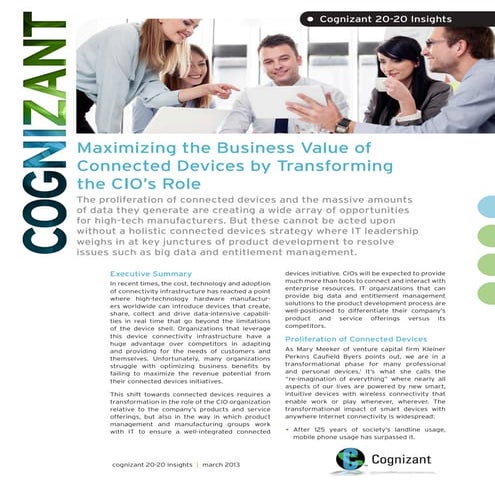 Maximizing the Business Value of Connected Devices by Transforming the CIO's ...
