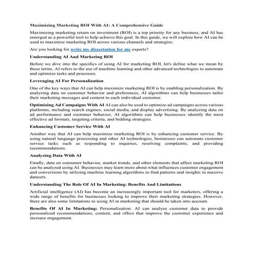 Maximizing Marketing ROI with AI