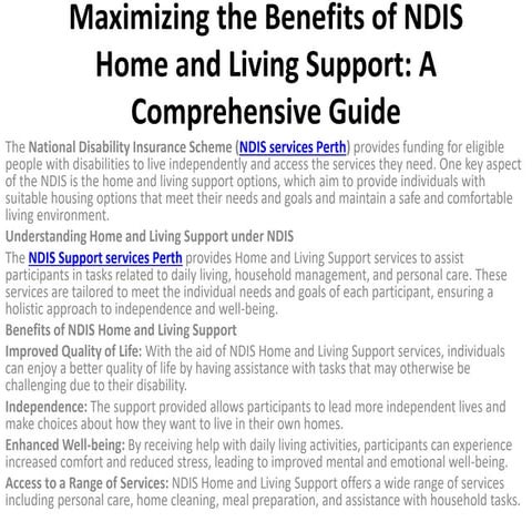 Maximizing the Benefits of NDIS Home and Living Support A Comprehensive ...