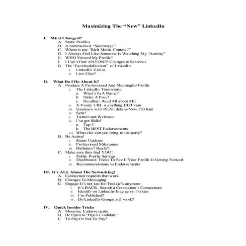 Maximizing The New LinkedIn Outline
