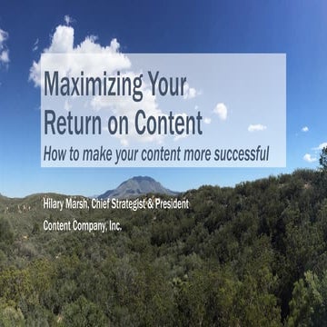 Maximizing your return on content  - JBoye conference, 2017