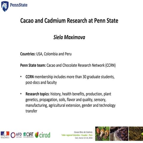 Cacao and Cadmium Research at Penn State