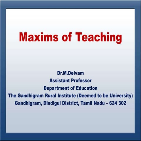 Maxims of Teaching
