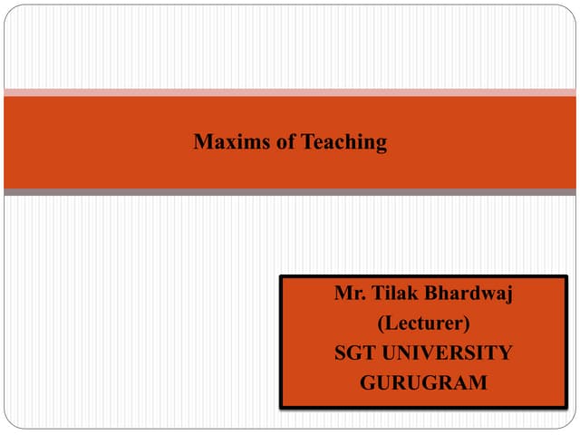 Maxims of teaching 