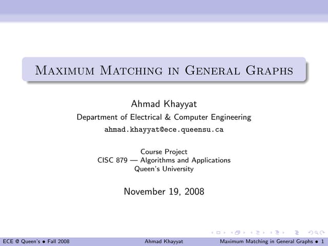 Maximum Matching in General Graphs