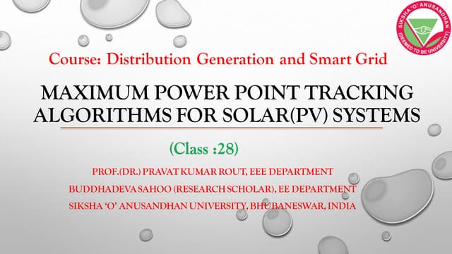 Maximum power point tracking algorithms for solar(pv) systems | PDF