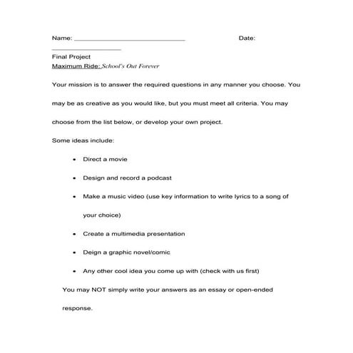 Maximum ride final school's out forever