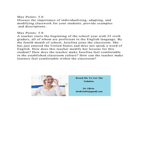 Max Points 5.0Discuss the importance of individualizing, adapting.docx