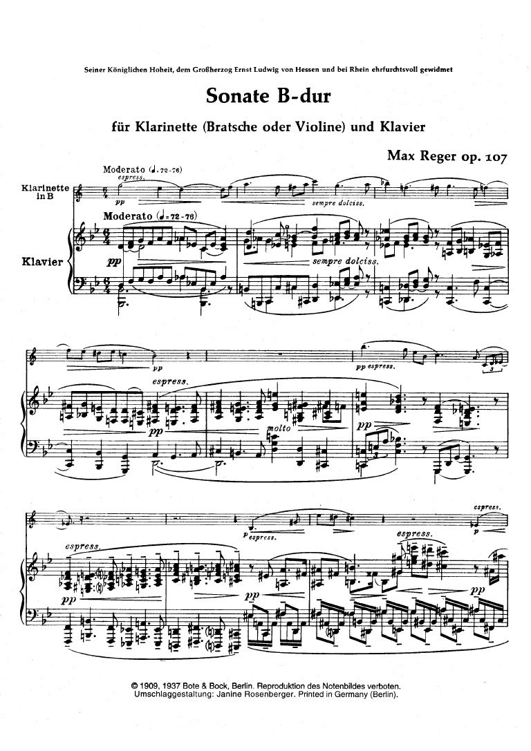 Max reger sonate pour et piano op. 107 no.3 (piano)