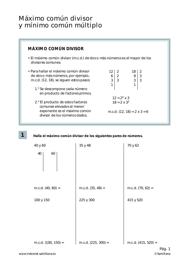 cual es el maximo comun divisor