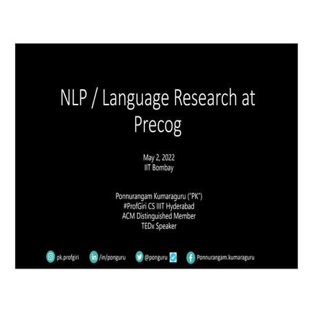 NLP / Language Research at Precog