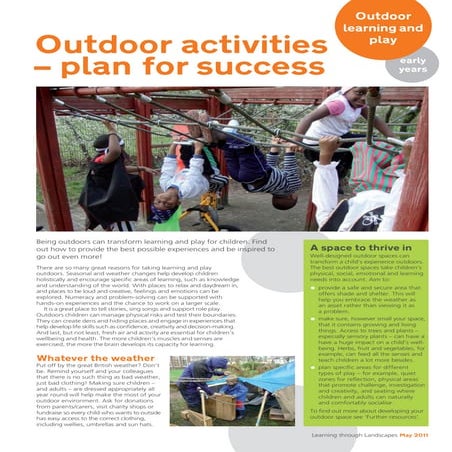 Outdoor Activities, Plan for Success: Early Years Outdoors Learning 