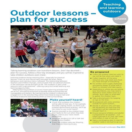 Outdoor Lessons, Plan for Success: Teaching and Learning Outdoors