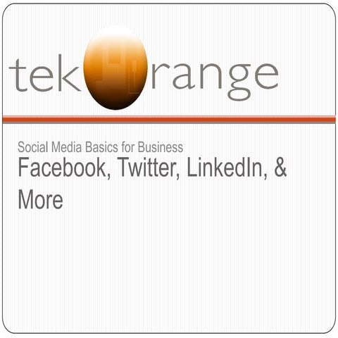 Social Media Basics for Business, Facebook, Twitter, LinkedIn, & More by tekO...