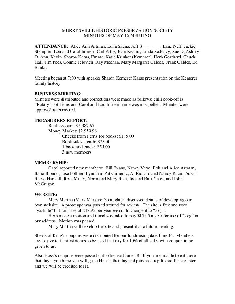 may 2011 mhps meeting minutes