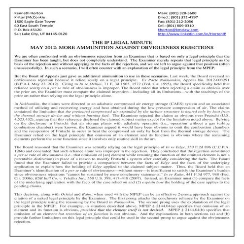 May 2012 IP Legal Minute