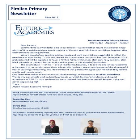 Pimlico Primary - May 2015 newsletter