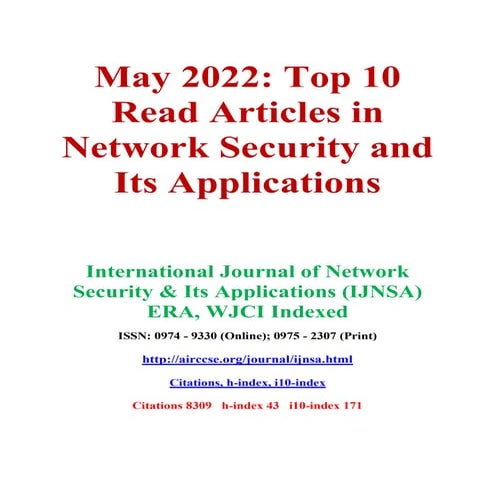 May 2022: Top 10 Read Articles in Network Security and Its Applications