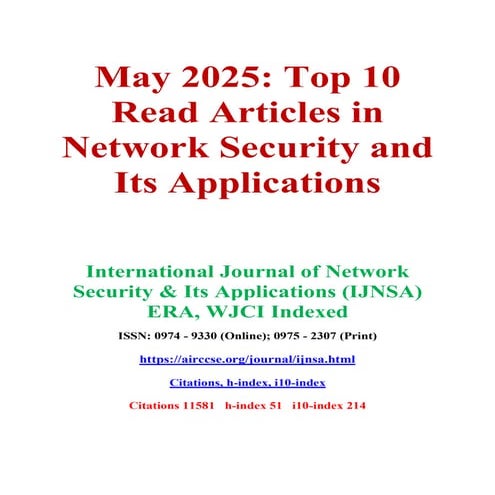 May 2025 - Top 10 Read Articles in Network Security and Its Applications