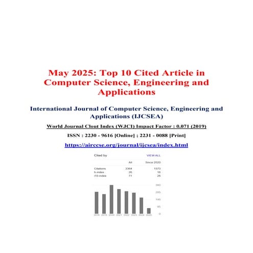 May 2025: Top 10 Cited Article in Computer Science, Engineering and Applications