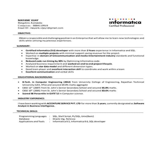 Mayank resume