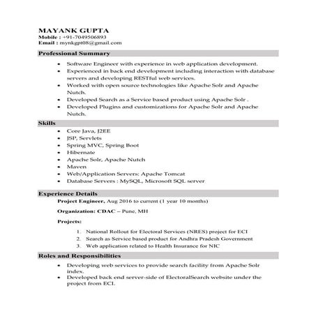 Mayank gupta resume