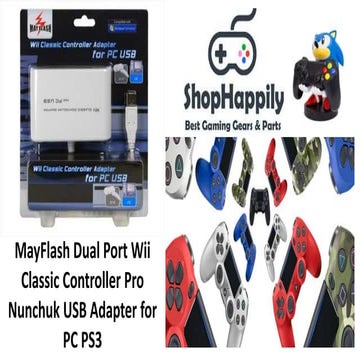 May flash dual port wii classic controller pro nunchuk usb adapter for