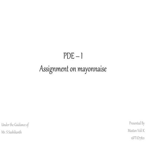 Mayonnaise Plant Design