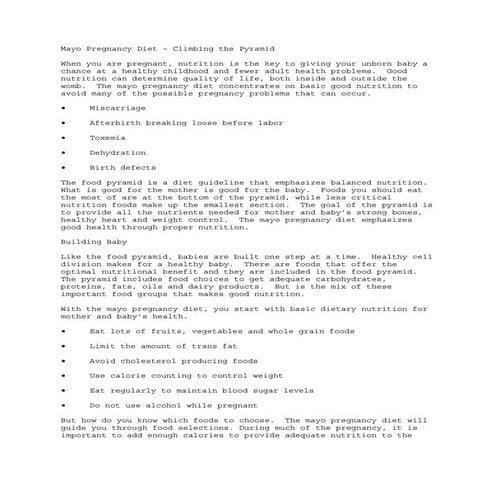 Mayo Pregnancy Diet