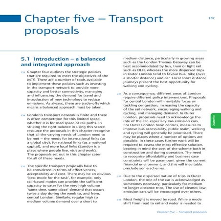Mayor Transport Strategy Transport Proposals
