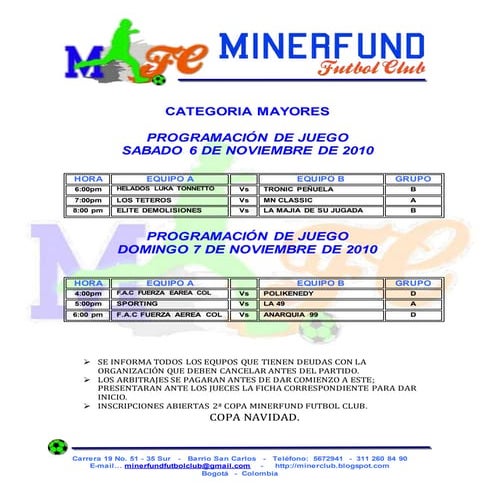 Mayores noviembre 6 y 7