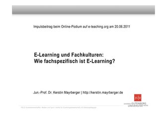 E-Learning und Fachkulturen (1)