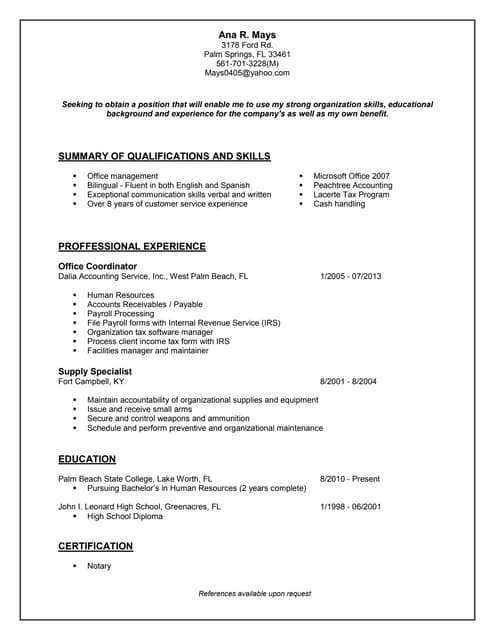 Mays ana resume PDF - Maysanaresume 140629191852 Phpapp01 Thumbnail 