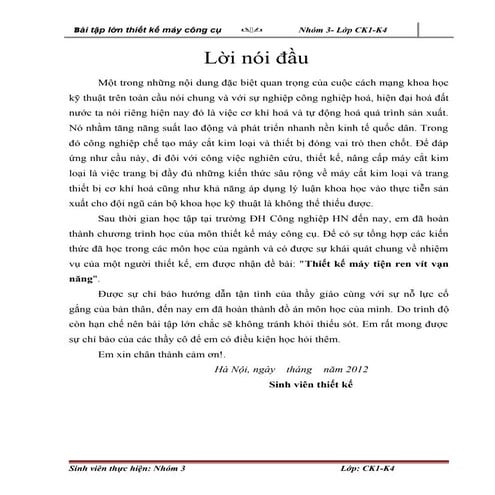 Đồ án máy công cụ -May tien t616