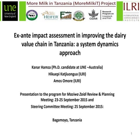 Ex-ante impact assessment in improving the dairy value chain in Tanzania: A s...