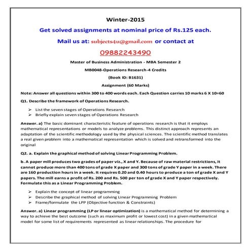 Mb0048 operations research