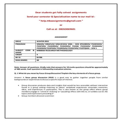 Mb0050 research methodology