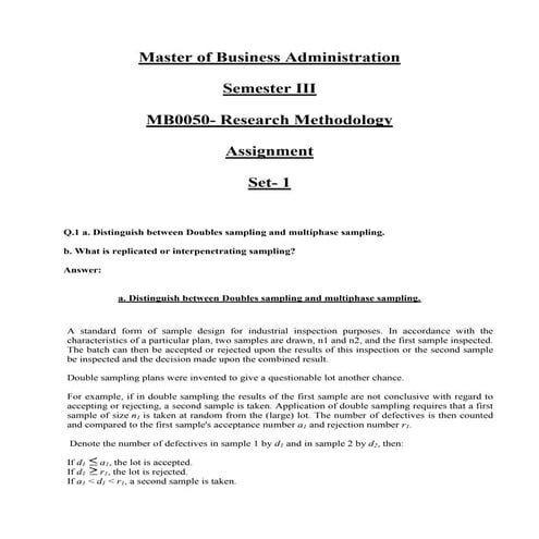 Mb0050 “research methodology  answer