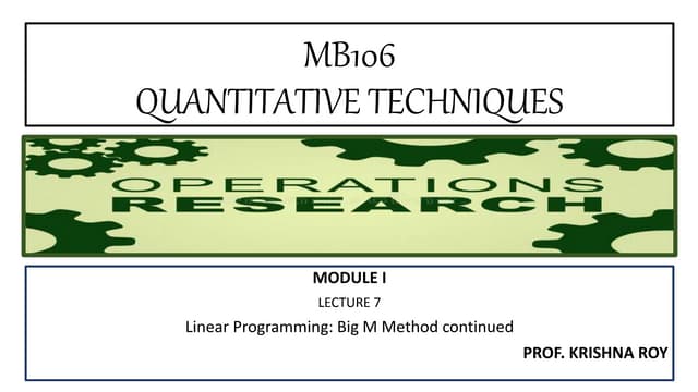 Mb 106 quantitative techniques 7