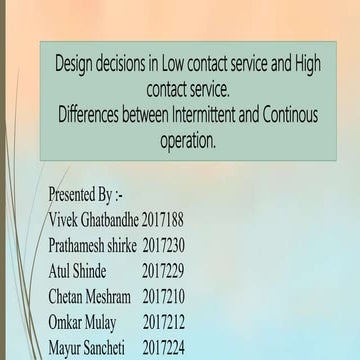 MBA-5 Low Contact Service and High Contact Service